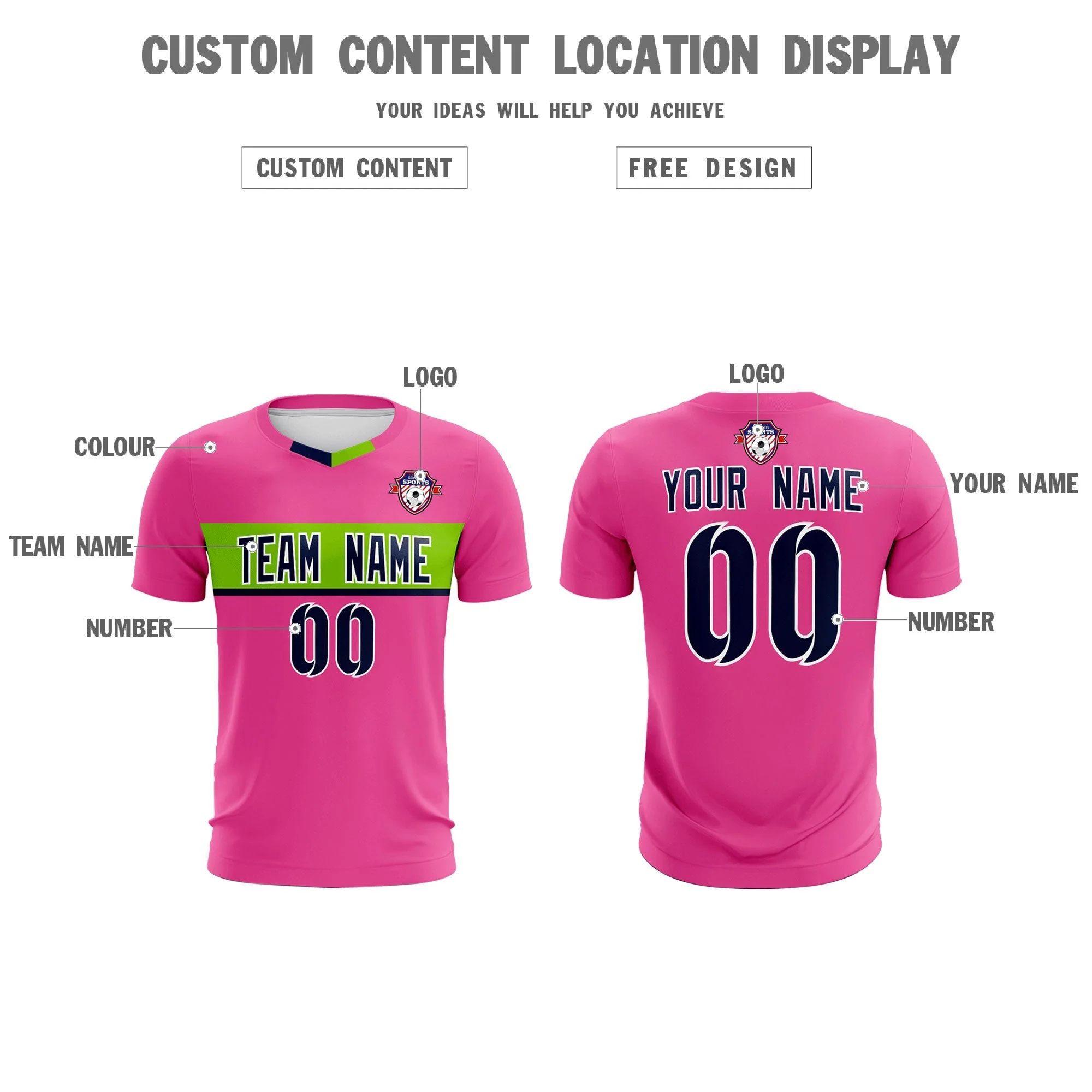 Custom Pink Classic Sports Sets Soccer Shirt Jersey - Image 6